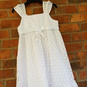 Bonnie Jean Sundress Floral Cut-Out Eyelet White Girls 12